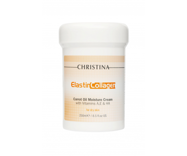CHRISTINA Elastin Collagen Carrot Oil Moisture Cream with Vit. A, E & HA - Увлажняющий крем с морковным маслом, коллагеном и эластином для сухой кожи 250 ml