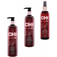 Набор для ухода за окрашенными волосами CHI Rose Hip Oil color protecting kit 340мл+340мл+118мл