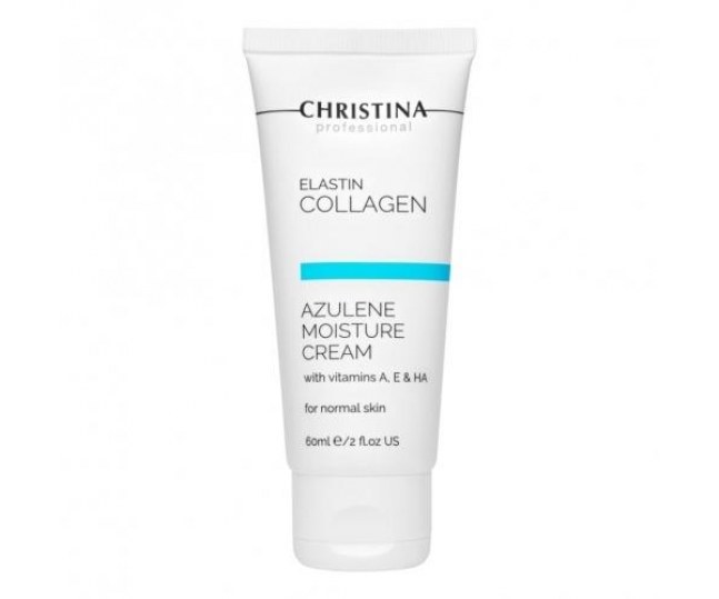 CHRISTINA Elastin Collagen Azulene Moisture Cream with Vit. A, E & HA - Увлажняющий азуленовый крем с коллагеном и эластином для нормальной кожи 60 ml