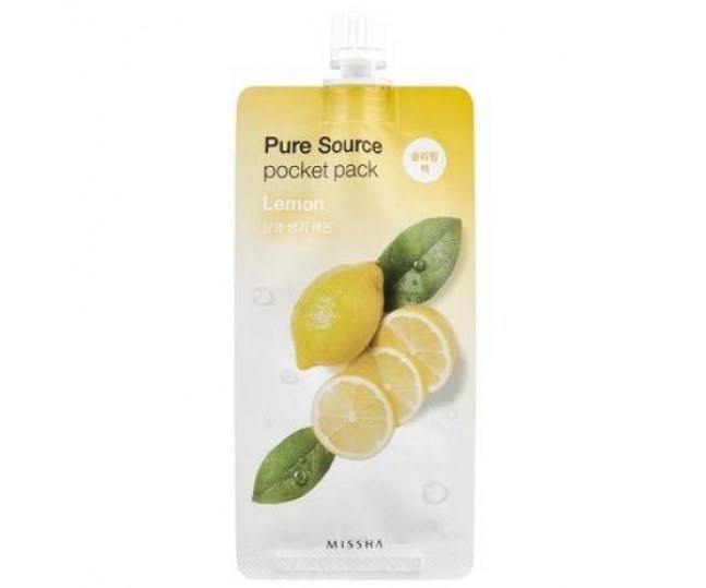 Pure Source Pocket Pack Lemon Маска для лица борется с пигментацией и освежает кожу 10мл