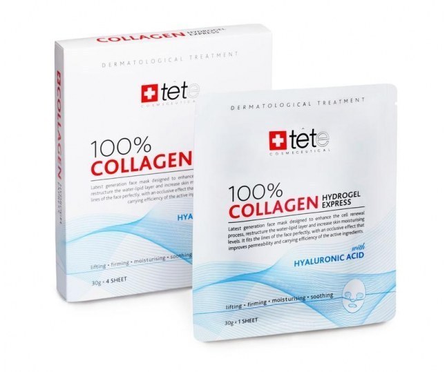 TETe Cosmeceutical 100% Collagen Express Hydrogel Mask Гидроколлагеновая маска моментального действия 4х1 шт 